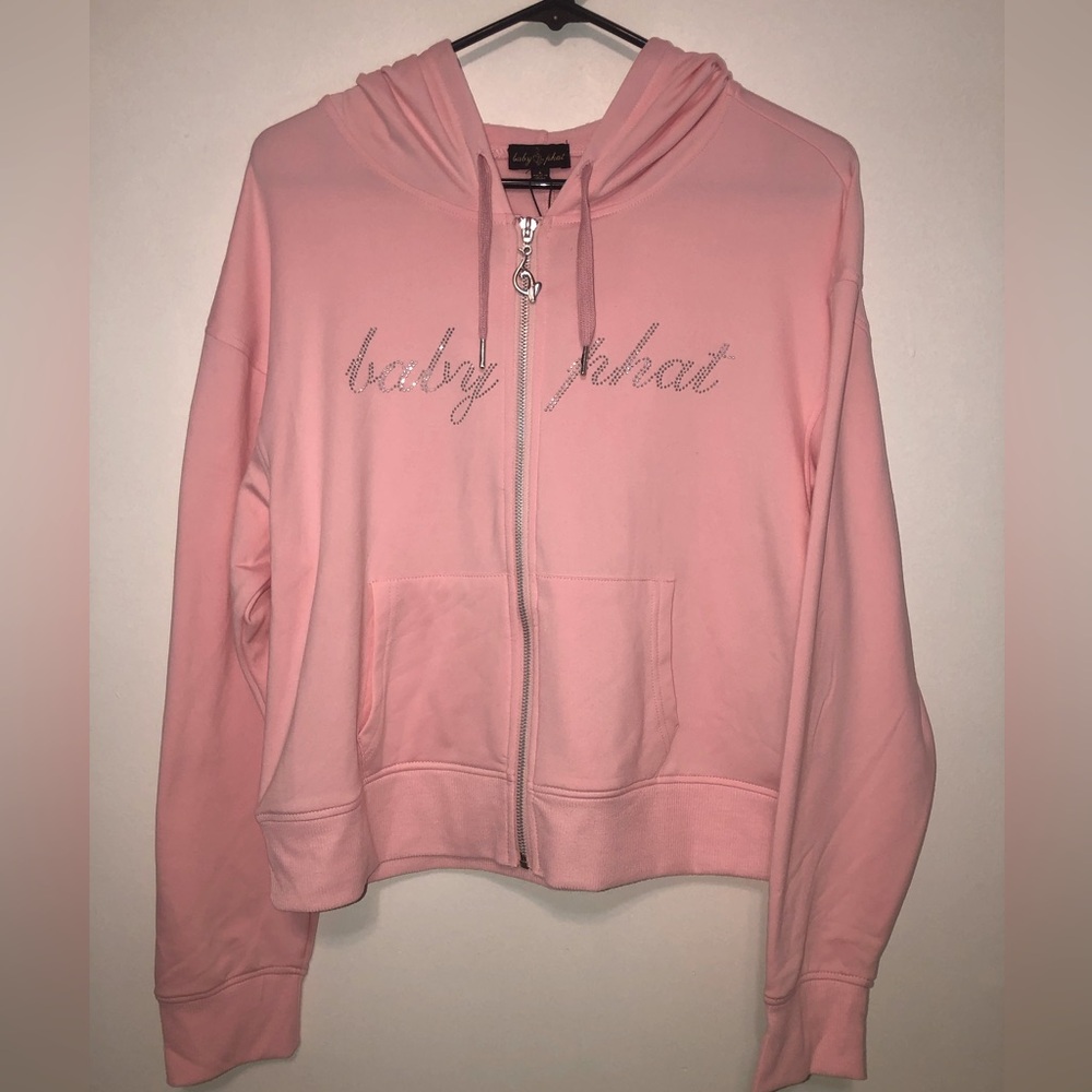 Baby Phat Y2K Style Bedazzled Zip Up Light Pink Hoodie NWT Medium